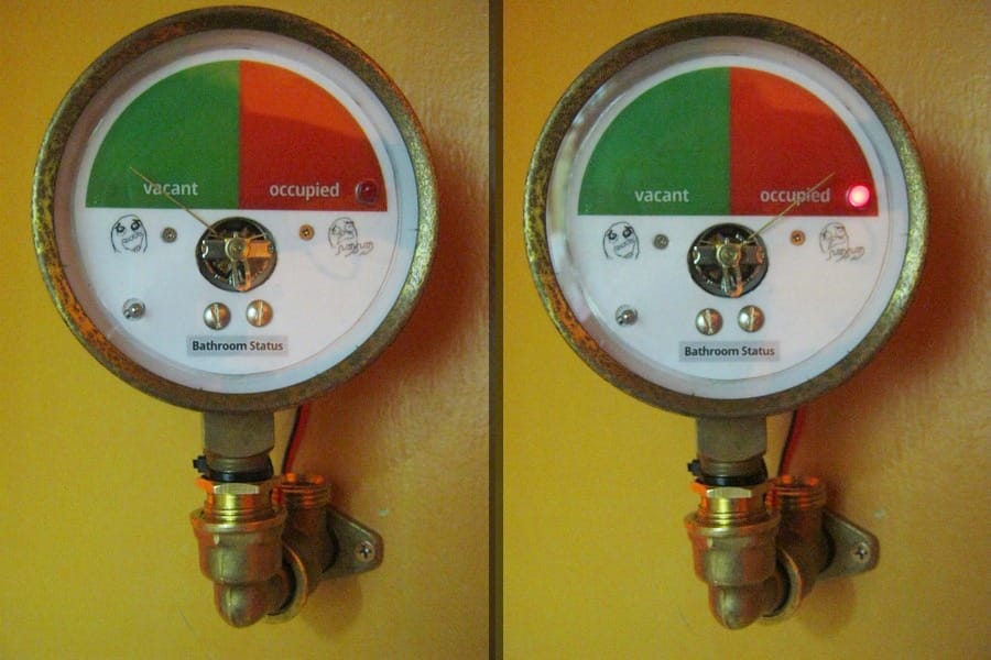 Repurposed pressure gauge - Bathroom door indicator